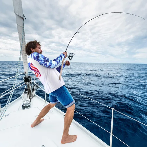 Miniatura 5 de Palmyth - Camiseta de pesca para hombre, con manga larga, protección solar ultravioleta FPU 50+, con bolsillo