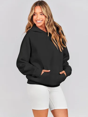 Miniatura 4 de Caracilia Sudaderas con capucha de gran tamaño para mujer, de forro polar, manga larga, con bolsillos, ropa de moda para otoño 2024