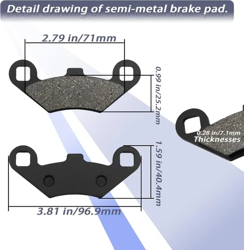 Miniatura 7 de Pastillas de freno delanteras y traseras para Polaris Sportsman 400 450 500 600 700 800 EFI/HO 2x4 4x4, Scrambler 400 500, Trail Boss 330, Magnum