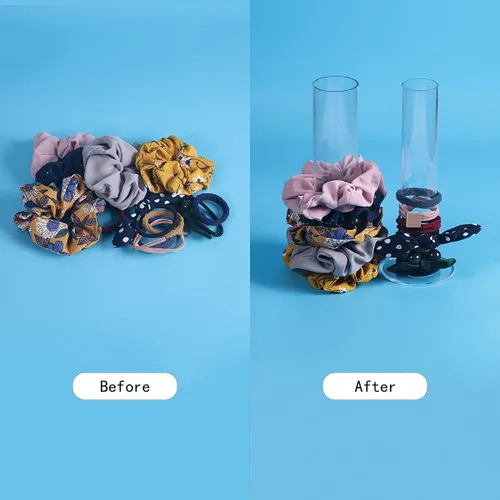 Miniatura 4 de ByKen - 2 organizadores de acrílico para coletero, soporte para el cabello para baño, accesorios transparentes para el cabello, organizador de lazo