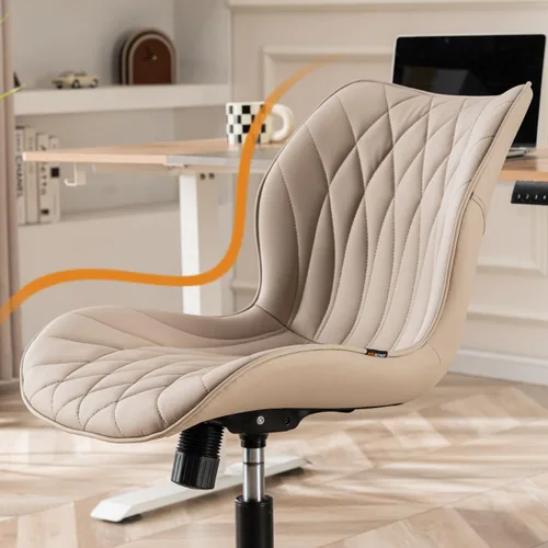 Miniatura 3 de YOUNUOKE Silla de escritorio sin brazos, cómoda silla de oficina con ruedas, silla ergonómica para el hogar, sillas ajustables para computadora