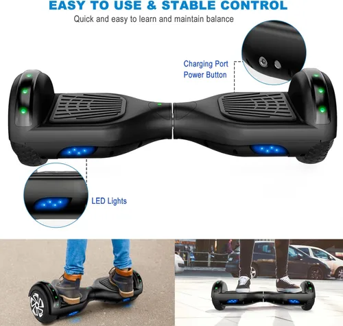 Miniatura 6 de CBD Scooter with Corlorful LED Lights,6.5" Wheels, Dual 300W Motor Scooter for Kids Girls Boys Adults, All Ages A02-Blanco
