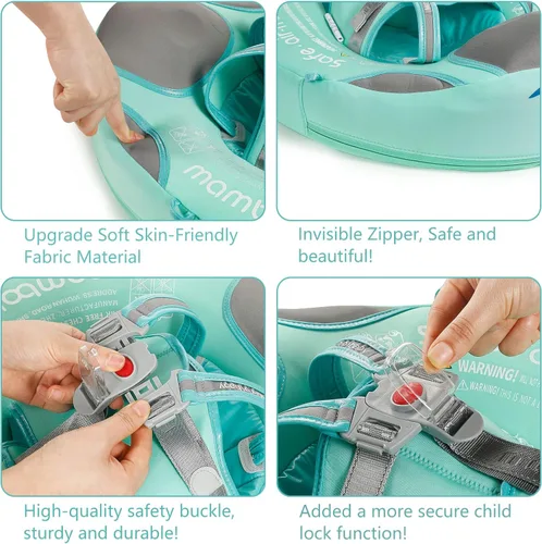 Miniatura 3 de Mambobaby Flotador con toldo y cola - Flotador para bebé con toldo, entrenador de natación infantil no inflable mejorado, toldo UPF+, arnés