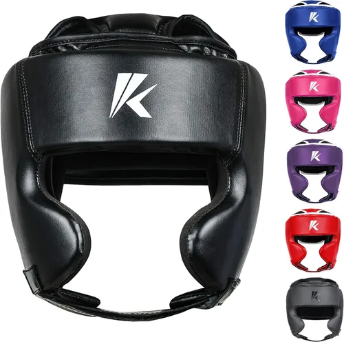 Kruzak - Gorros de boxeo unisex - Entrenamiento de MMA, acolchado ajustable, Kara, Muay Thai, Kickboxing, Sparring, artes marciales, karate, Negro