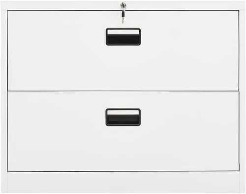 Miniatura 5 de Archivador de metal de 2 cajones, archivador de acero para oficina con cerradura para el hogar y la oficina, 35.4 x 18.1 x 28.5 pulgadas (blanco)