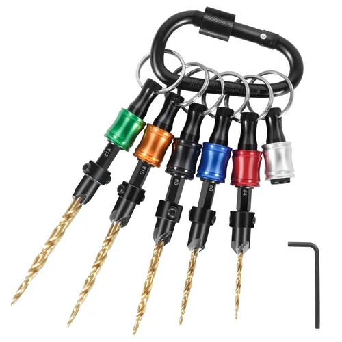 FACAINCXS Juego de 12 brocas avellanadoras con soporte para brocas, #4#6#8#10#12 Broca cónica para carpintería, brocas piloto M2 profundidad