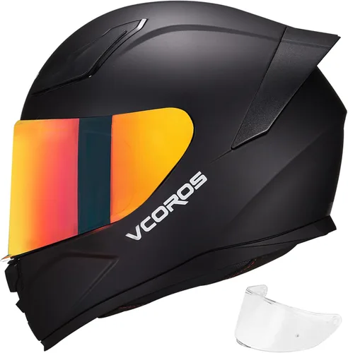 Miniatura 13 de VCOROS Casco integral para motocicleta, unisex, para adultos, aprobado por DOT, WS-609, casco de carreras de moto de calle