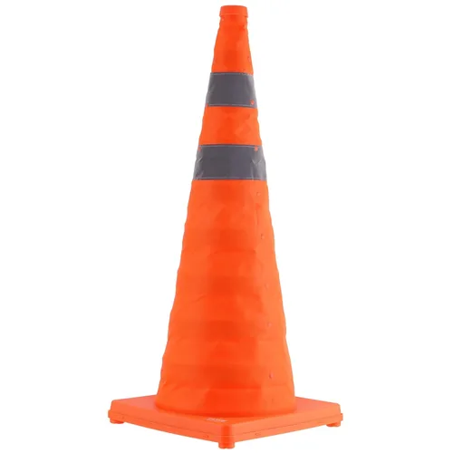 Miniatura 10 de VEVOR Conos de seguridad, paquete de 4 conos de tráfico plegables de 28 pulgadas, conos de construcción con collares reflectantes, base ancha y una