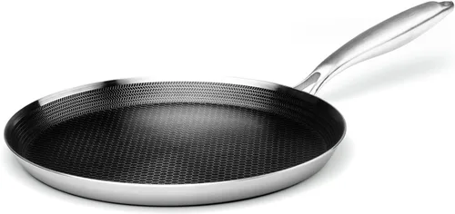 Miniatura 9 de Innerwell Sartén antiadherente para crepas de 11 pulgadas, sartén plana con revestimiento de granito, sartén para tortilla Dosa Tawa, sartén