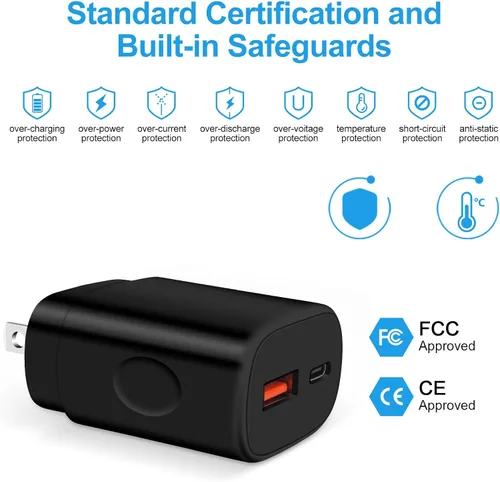Miniatura 6 de Cargador súper rápido de 25 W, tipo C, bloque de carga rápida de doble puerto para Samsung Galaxy S25/S24 FE/S24/Z Flip 7/A17/A16/A36/A15/A14 Negro-1