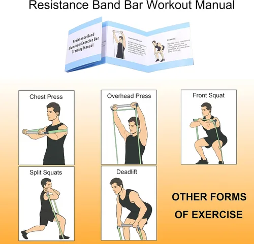 Miniatura 5 de J Bryant Barra de ejercicios con banda de resistencia para fitness, gancho grande, barra resistente