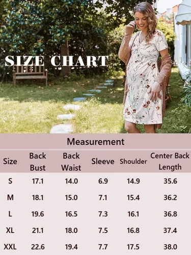 Miniatura 5 de Ekouaer Vestido de lactancia para mujer, manga corta, floral, vestido de maternidad casual, ropa de embarazo S-XXL