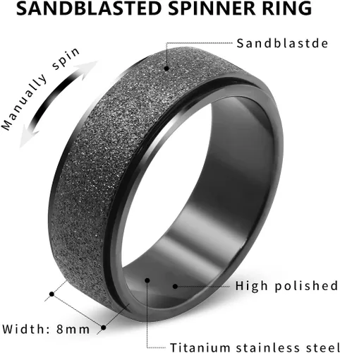 Miniatura 2 de Anillo antiestrés de titanio, de acero inoxidable para la ansiedad, tamaño 6-12, ancho 6 mm, 5 colores, para mujeres y hombres oro rosa, arco iris