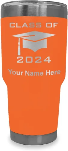 Miniatura 9 de LaserGram Vaso aislado al vacío de 20 onzas, grado de tapa clase de 2024, 2025, 2026, 2027, 2028, grabado personalizado incluido (negro)