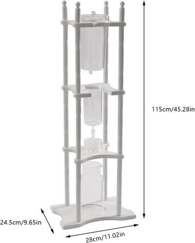 Miniatura 7 de Cafetera de goteo de hielo, 84.54 onzas, cafetera retro para el hogar, con recipiente de vidrio vertical japonés y soporte de madera, cafetera