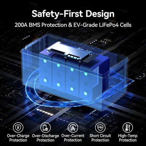 Miniatura 3 de Power Queen Batería LiFePO4 de 12 V 300 Ah, batería de litio de 3840 Wh con salida de potencia de 2560 W, hasta 15000 ciclos profundos, protecciones