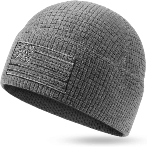 Miniatura 7 de OUTDOOR SHAPING Gorro de forro polar con bordado de bandera americana en cuadrícula, táctico, militar, gorra de cráneo del ejército