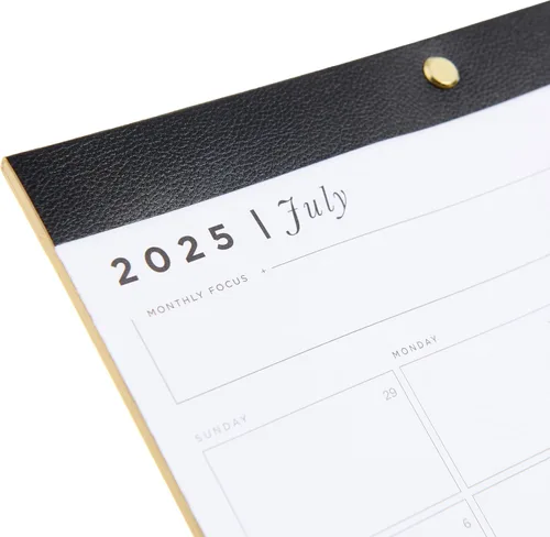 Miniatura 4 de russell+hazel Calendario de escritorio 2025, parte superior de cuero vegano de 11 x 17 pulgadas, remache dorado y bordes dorados, calendario 2025