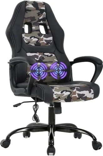 Miniatura 10 de Silla ejecutiva para juegos de PC con soporte lumbar y reposacabezas, silla ergonómica de cuero para oficina en casa, sala de juegos, resistente