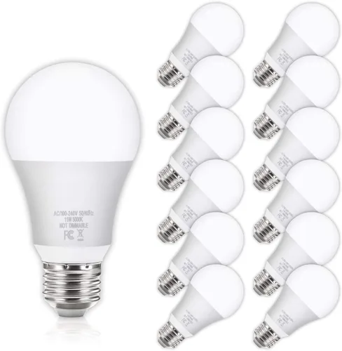 Miniatura 9 de Yochoice Paquete de 12 bombillas LED A19, bombillas LED equivalentes a 100 W, luz blanca cálida de 2700 K, bombillas E26 Edison con base de tornillo