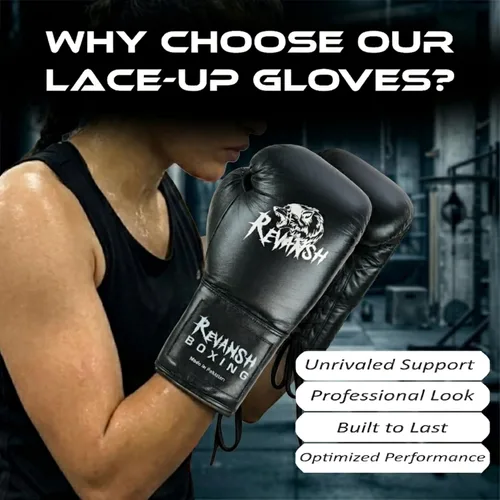 Miniatura 4 de Guantes de boxeo deportivos de piel de vaca con cordones, guantes profesionales de primera calidad para hombres y mujeres, perfectos