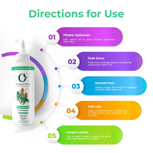 Miniatura 5 de Aceite de ricino orgánico prensado en frío para cabello, piel, pestañas, cejas, 100% puro, sin hexano, aceite facial natural para la nutrición