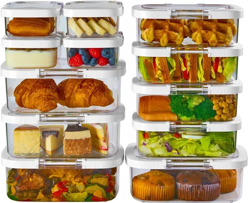 Miniatura 11 de Felli Duo Loc Deli - Contenedores de carne deli para refrigerador con tapas herméticas, organizador de refrigerador apilable para almacenamiento