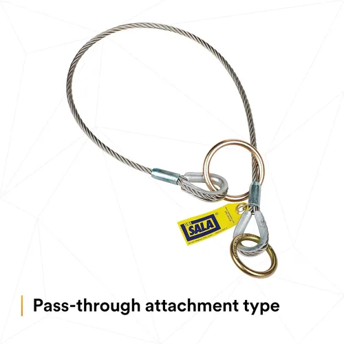 Miniatura 3 de 3M DBI-SALA 5900551 Conector de anclaje, adaptador de amarre de cable de 6 pies, tipo pasante, plateado