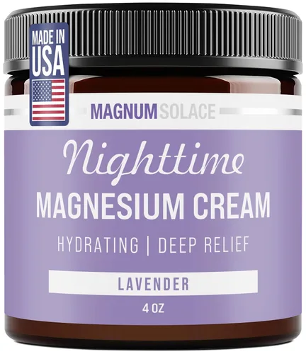 Magnum Solace Loción de Magnesio – Crema de Magnesio Nocturna – Aplicar en Piernas, Brazos o Pecho - Cloruro de Magnesio Tópico – Fabricado en