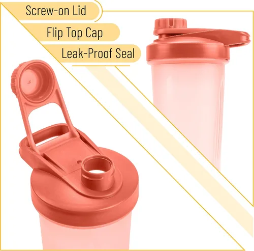 Miniatura 4 de Mr. Pen - Botellas agitadoras para mezclas de proteínas con tapa giratoria, 28 onzas, botella mezcladora de proteínas rosa coral con bola batidora