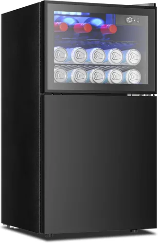 Miniatura 16 de EUHOMY Refrigerador de bebidas para 48 latas - Mini refrigerador con puerta de vidrio para cerveza, bebidas, vinos, refrigerador de bebidas de Negro