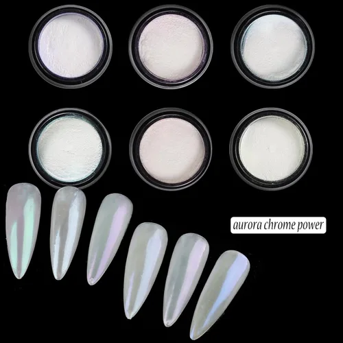 Miniatura 6 de Polvo de uñas cromado camaleón, 10 cajas de polvo cromado Aurora rosa morado, polvo de uñas holográfico dorado y plateado, pigmento espejo metálico