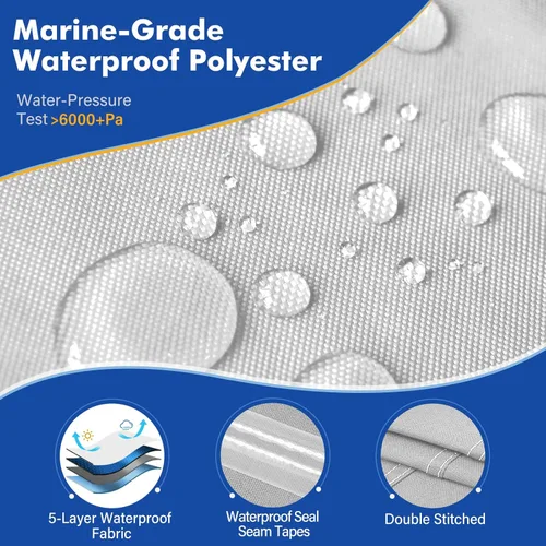 Miniatura 2 de Funda Impermeable 1200D para Barco - Se Adapta a Barcos Bass de 14' a 16' pies, Casco en V y Tricasco - Lona Resistente Gris