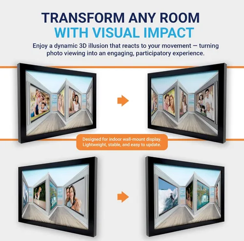 Miniatura 4 de Portarretratos 3D con ilusión de perspectiva inversa, pantalla de montaje en pared de alta calidad para fotos de 12 x 18 pulgadas, decoración