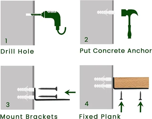 Miniatura 8 de Paquete de 6 soportes de estante resistentes de 8 pulgadas, soportes flotantes para estantes (1/5 pulgadas de grosor), soporte de estante de pared