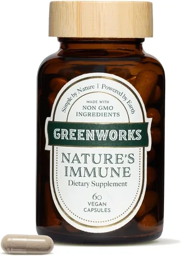 Greenworks Nature's Immune Suplemento orgánico de apoyo inmunológico para adultos | Mezcla diaria de saúco, equinácea, cúrcuma, jengibre y hongos
