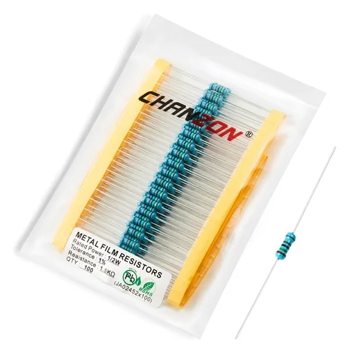 Miniatura 42 de Chanzon - 100 resistencias de película metálica 1/2 W (0.5 W) 10 Ω ohmios ±1% de tolerancia 10R MF, resistencias de agujero pasante con limitación