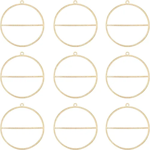 Miniatura 9 de BENECREAT 16pcs 2 estilos colgantes de latón hueco, encanto medio redondo dorado para hacer colgantes de joyería de bricolaje artesanal, agujero