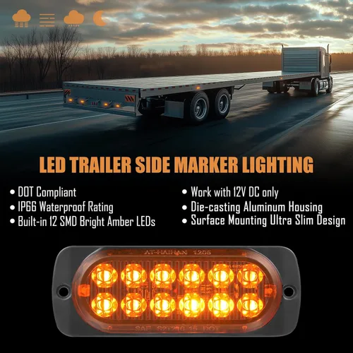 Miniatura 2 de Paquete de 2 luces LED ámbar de aluminio para remolque, señal de giro, freno de estacionamiento, luces de montaje en superficie impermeables