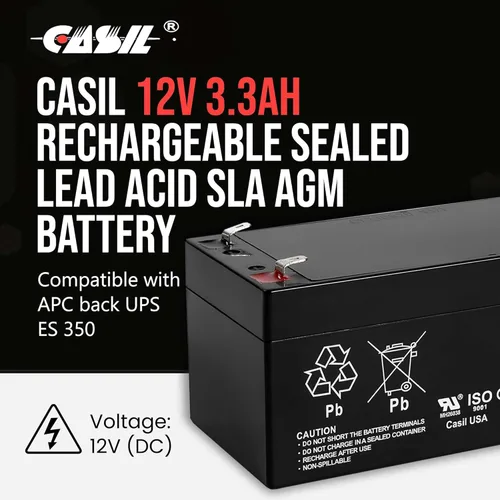 Miniatura 2 de Casil Batería de repuesto de 12V 3.3Ah compatible con EXP1233 ML3-12 12 voltios 3 AH SLA AGM batería