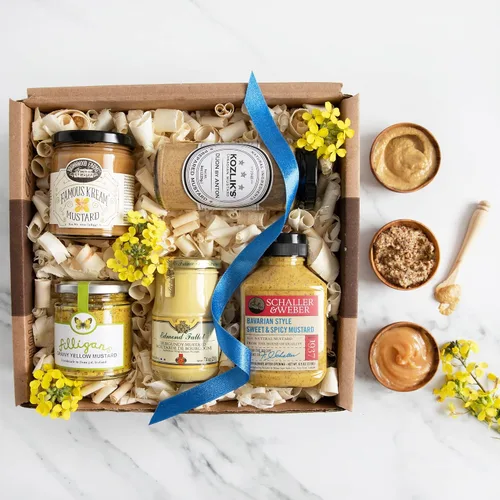 Miniatura 3 de igourmet Caja de regalo de mostazas del mundo: este surtido cubre una gran variedad de mostazas, incluyendo mostazas suaves, granuladas, dulces