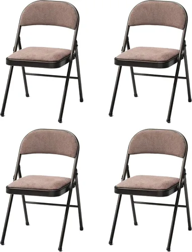Miniatura 11 de MECO Paquete de 4 sillas plegables acolchadas portátiles, silla plegable de tela metálica ligera y acolchada, comodidad repentina, color negro