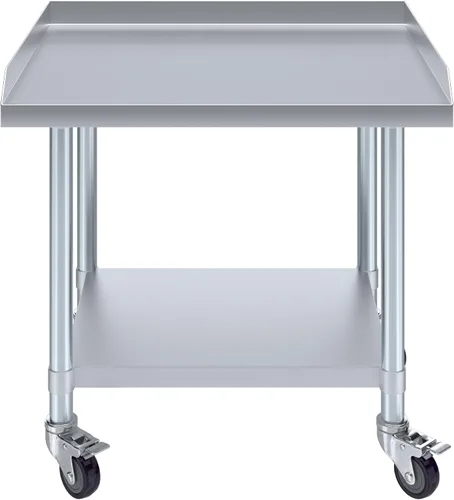 Miniatura 2 de AmGood Soporte para equipo de acero inoxidable con estante inferior + ruedas, resistente, grado comercial, certificado NSF