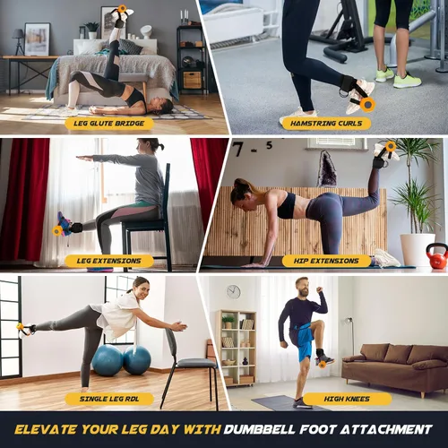 Miniatura 7 de nooncrazy Ankle Straps for Dumbbell and Cable Machine, Dumbbell Foot Attachment with Longer Stronger Nylon Strap, Tibialis Trainer, Leg Extensions