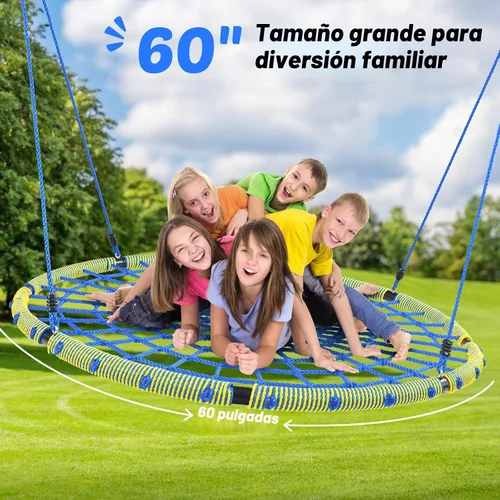 Miniatura 4 de Trekassy Columpio grande de tela de araña de 60 pulgadas para niños y adultos, columpio de red resistente para exteriores de 750 libras con marco