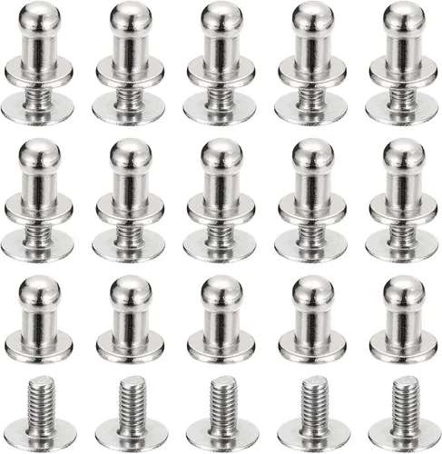 Miniatura 23 de uxcell Remaches de cabeza de bola de 0.157 pulgadas (0.157 in), tornillo trasero, paquete de 15 remaches de pezón de botón de cabeza redonda