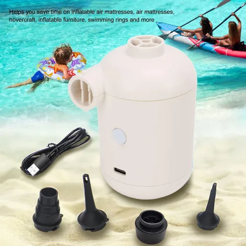 Miniatura 3 de Bomba de aire eléctrica, inflador portátil recargable por USB con 4 boquillas, DC 5V 2A llenado rápido para colchón de aire, cojines, barcos, piscina