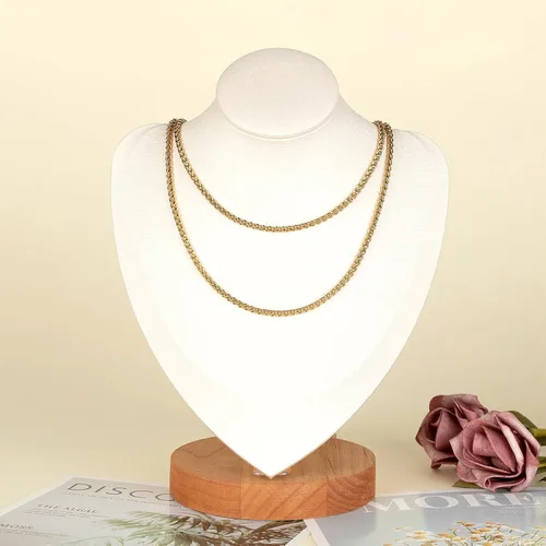 Miniatura 6 de Cadenas chapadas en oro a granel, cadena de trigo de acero inoxidable 304 con anillos de salto y cierres de langosta, collar para hombres y mujeres