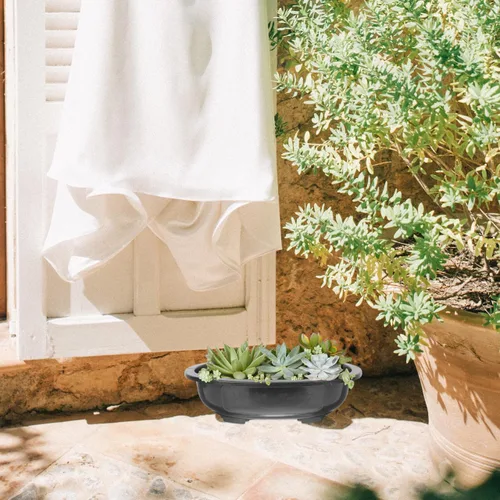 Miniatura 8 de GANAZONO 6 macetas de plástico para entrenamiento de bonsái, contenedor ovalado para plantas, maceta profunda con orificio de drenaje para el hogar