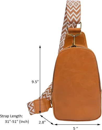 Miniatura 4 de Bolso bandolera para mujer, de piel sintética, bolso cruzado pequeño con correa de guitarra, bolsa de pecho para ciclismo, senderismo, viajes